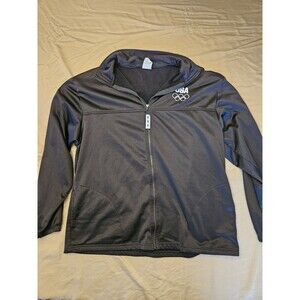 Vintage Team USA Olympic Committee Jacket Mens XL Black Full-Zip Embroidered